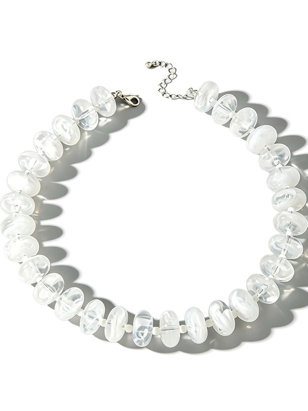 White Clear Bead Summer Choker Necklace
